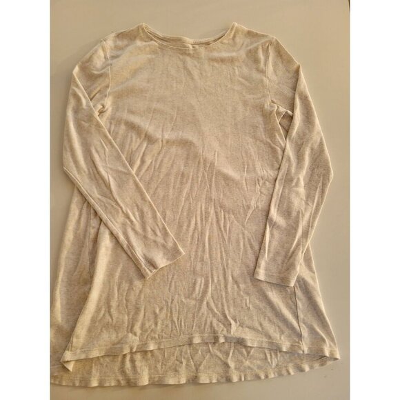 J. Jill Perfect Pima Womens Top Tunic 3/4 Sleeves size M Delicate Trim LightGray - Picture 2 of 6